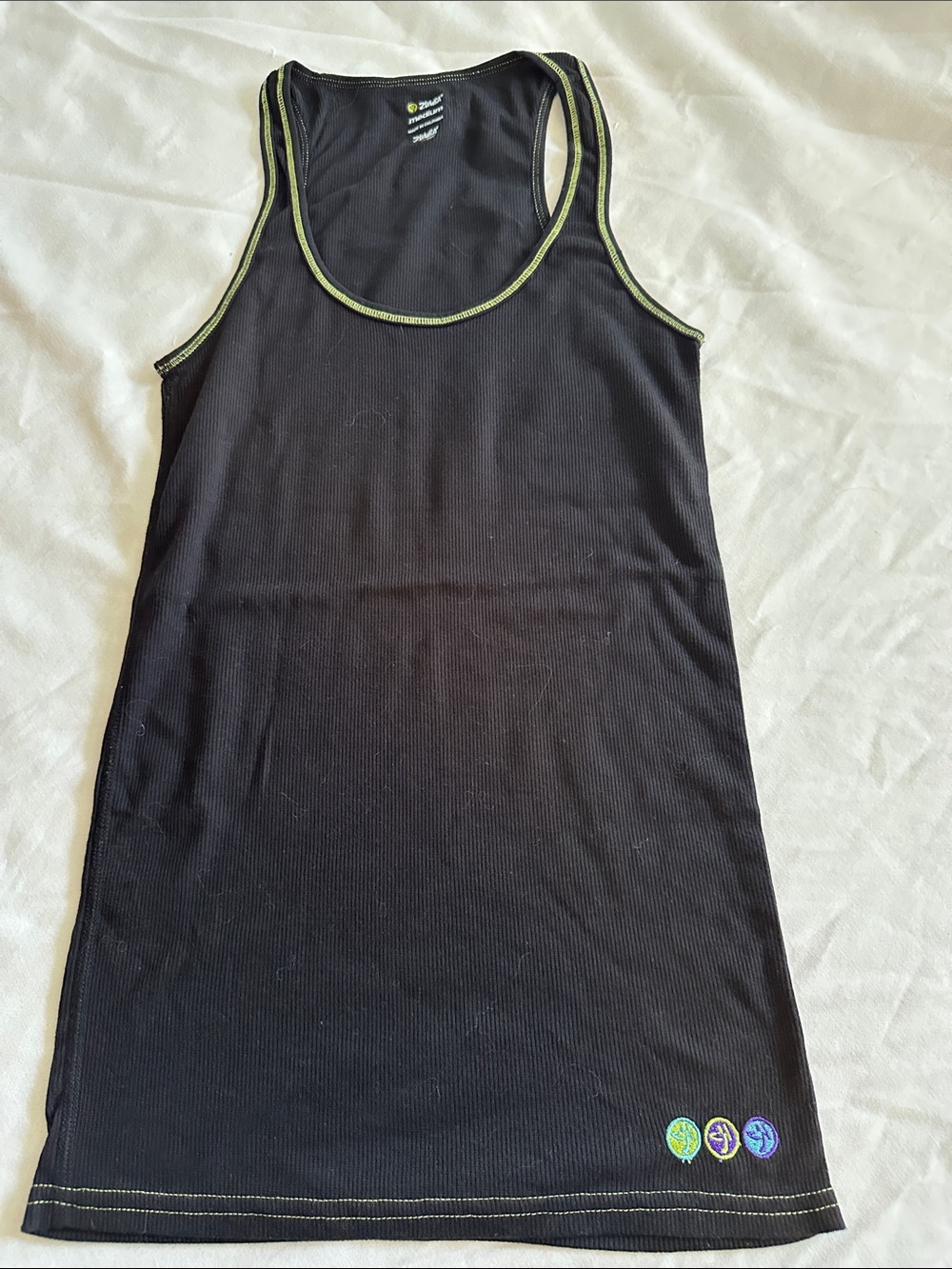 Zumba Fitness Black Tank Top with Lime Trim